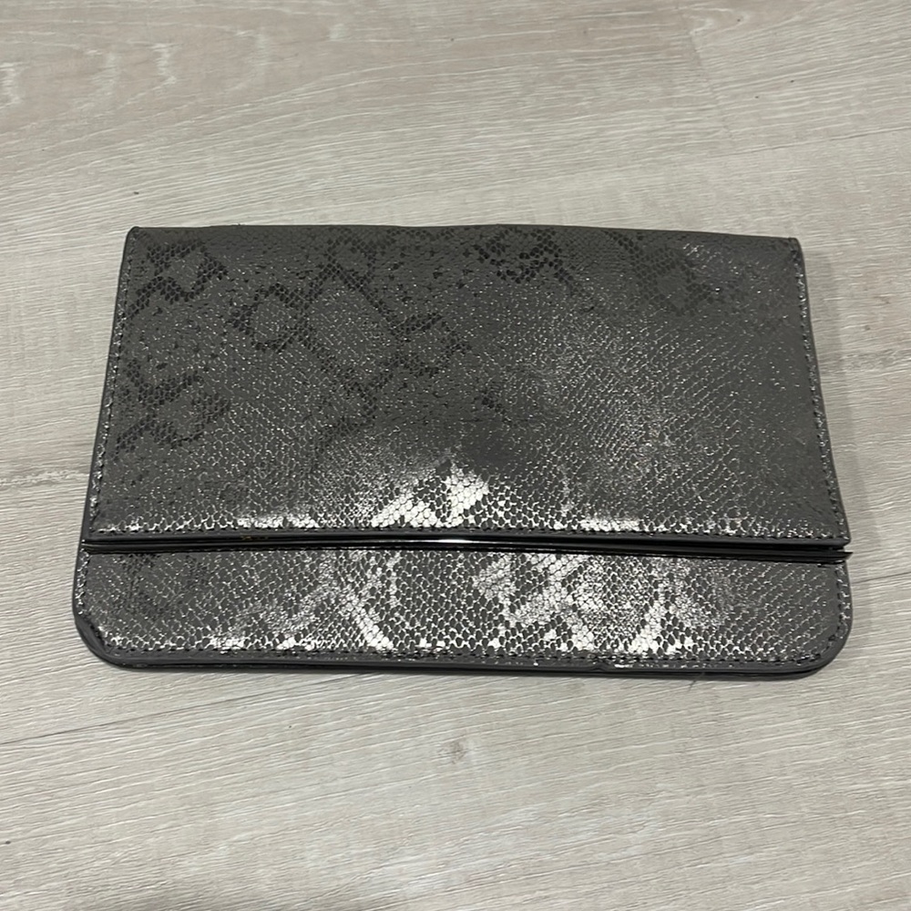 Silver Faux “Snake” Clutch with Strap as Crossbody
